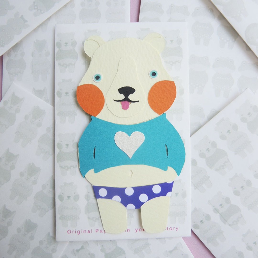 【PORORI CARD】SHIRO KUMA (爱心) - 卡片/明信片 - 纸 多色