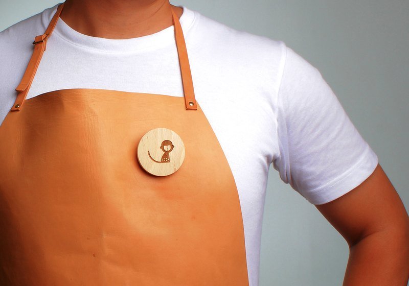 木制胸章-只刻图案，不刻名字 - 胸针 - 木头 咖啡色