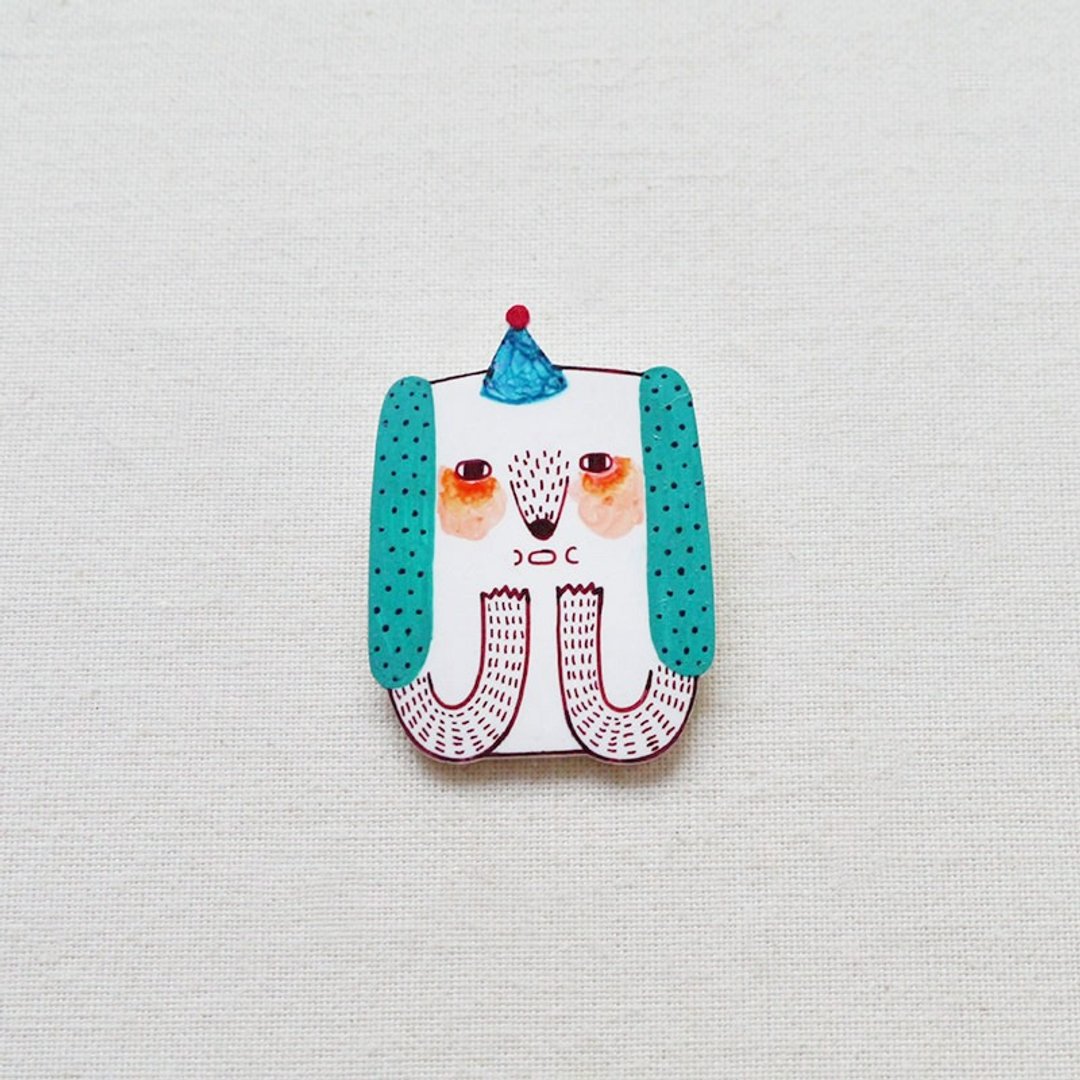 Amigo The Loyal Dog / 忠心的狗狗狗阿米果 / 手工制作热缩片 / 胸针磁铁 - 胸针 - 塑料 白色