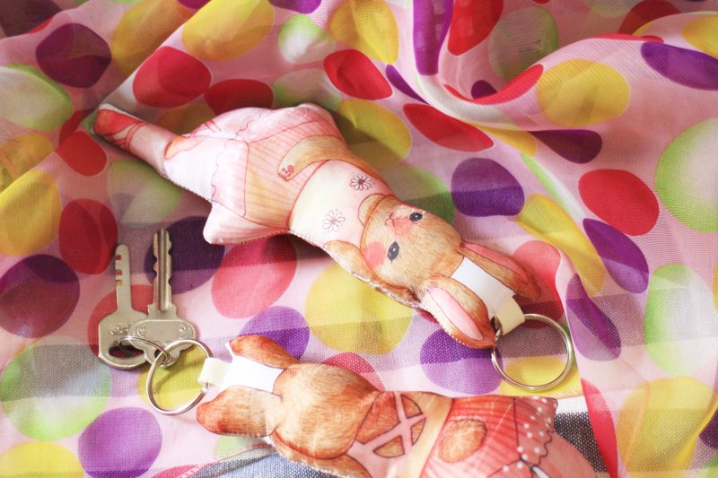 可爱钥匙串娃娃  （大型） - 钥匙链/钥匙包 - 棉．麻 粉红色