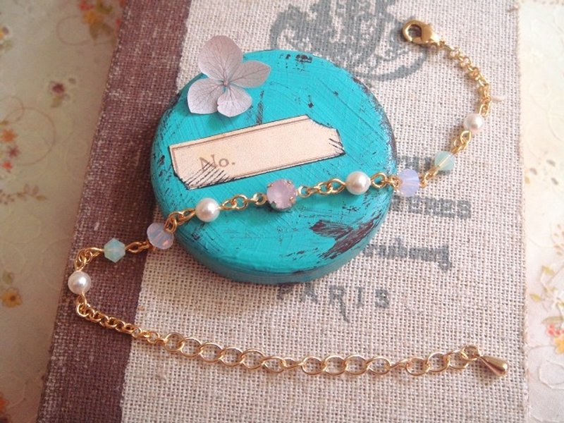 Garohands 粉蛋白吊钻水晶珍珠手感手链 B240 礼物 - 手链/手环 - 其他材质 粉红色