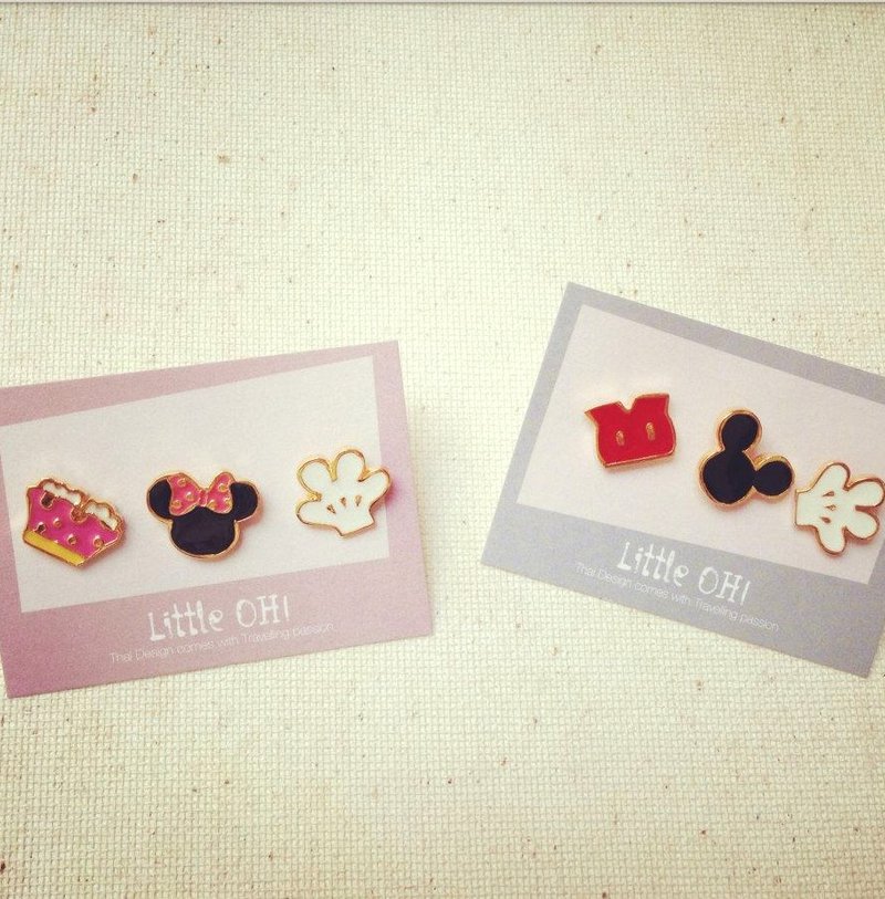 米奇米妮 手作耳环 - 耳环/耳夹 - 其他材质 蓝色