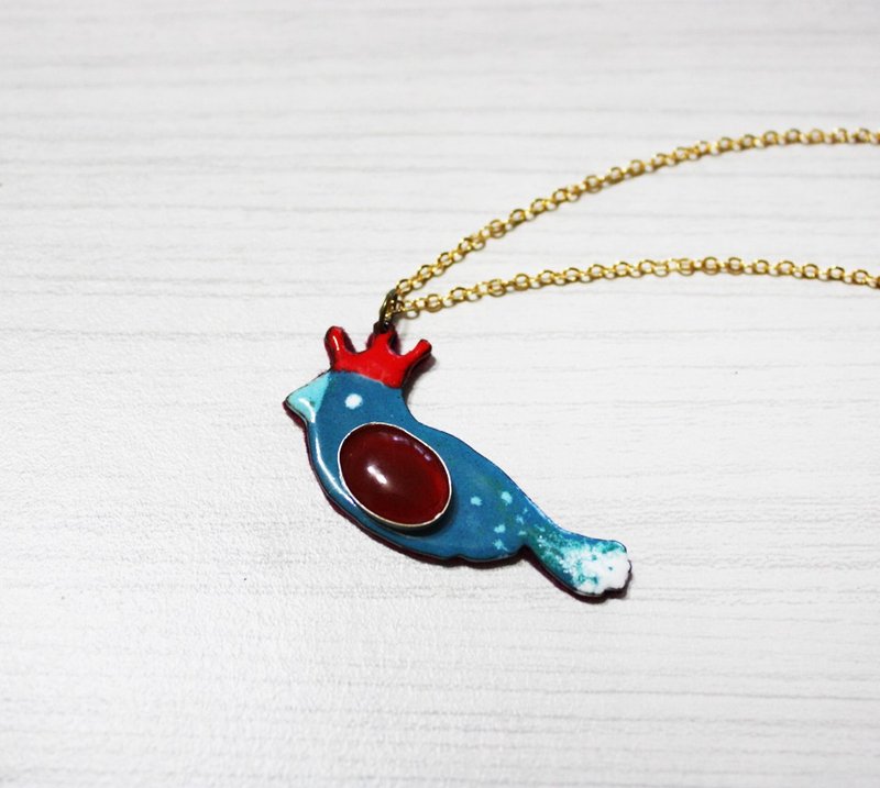 幸运鸟儿珐琅宝石项链绿色剩一件 - 项链 - 珐琅 绿色