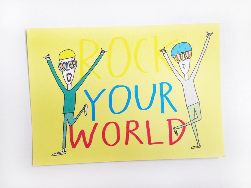 Rock Your World | 明信片 - 卡片/明信片 - 纸 黄色