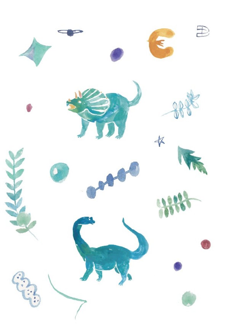 习惯明信片：：恐竜 - 卡片/明信片 - 纸 蓝色