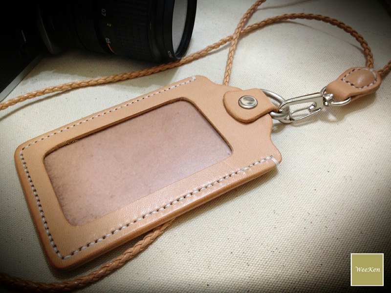 [ WeeKen 维肯生活 ] 手工缝制 真皮识别证套- 含编织皮挂带 - 证件套/卡套 - 真皮 黄色