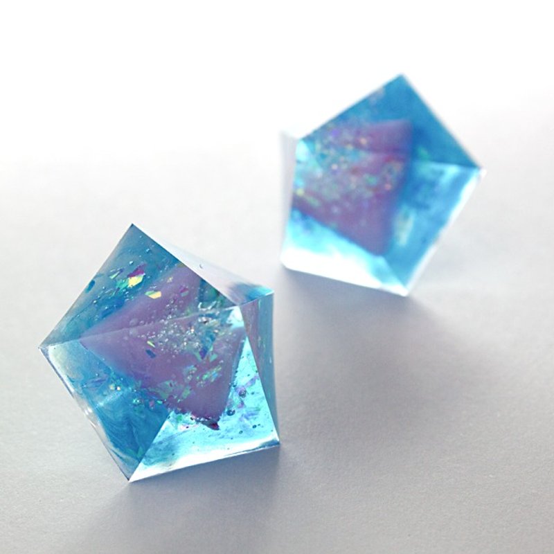 Pentagon Pierce (discus) - 耳环/耳夹 - 其他材质 蓝色