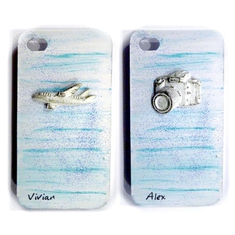 手中的相机 & 天空的飞机 (独创彩绘手机壳) - 手机壳/手机套 - 防水材质 蓝色