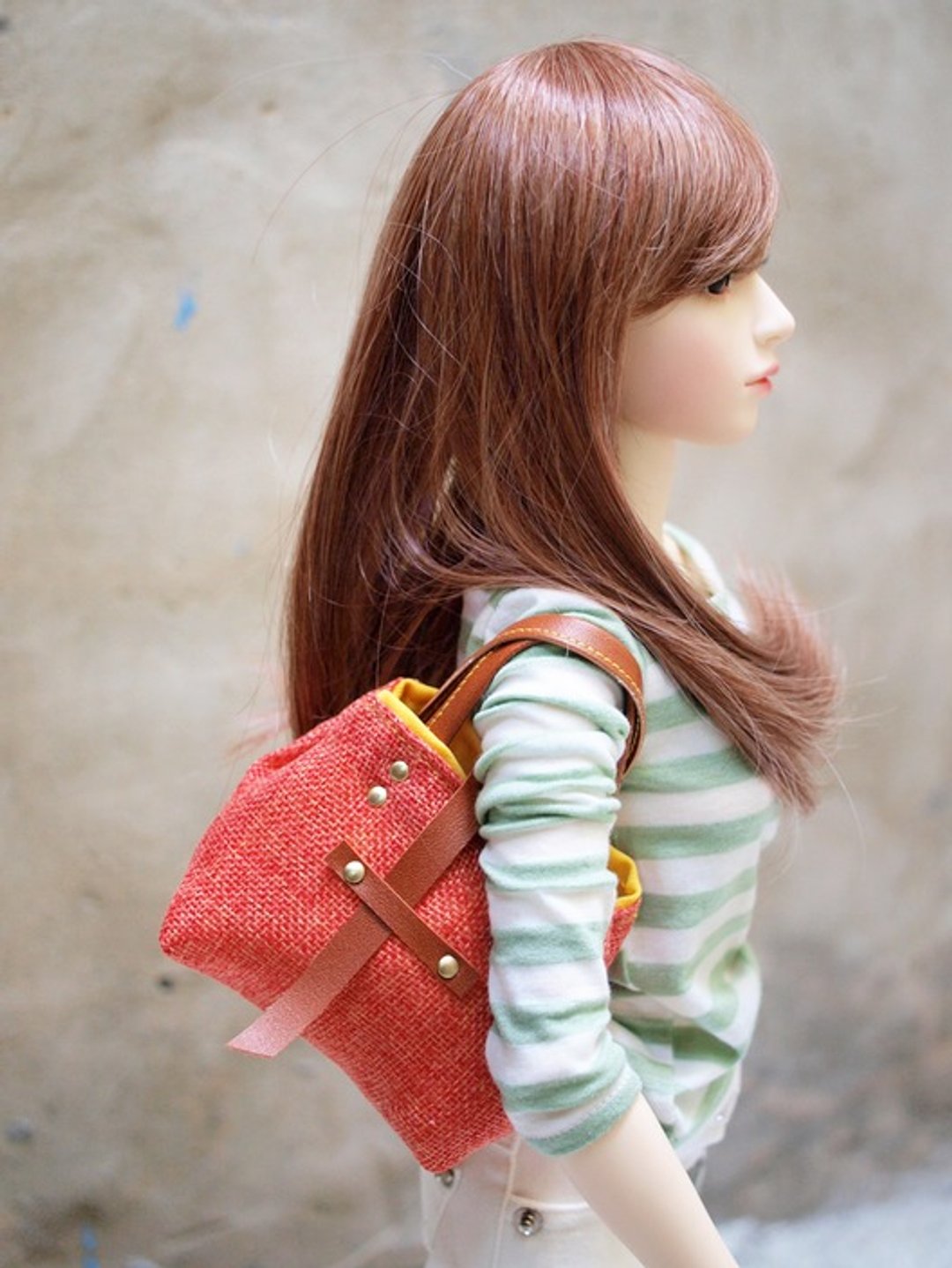 BJD Doll专用 手提肩背托特包 亮橘窄版 - 手提包/手提袋 - 其他材质 橘色