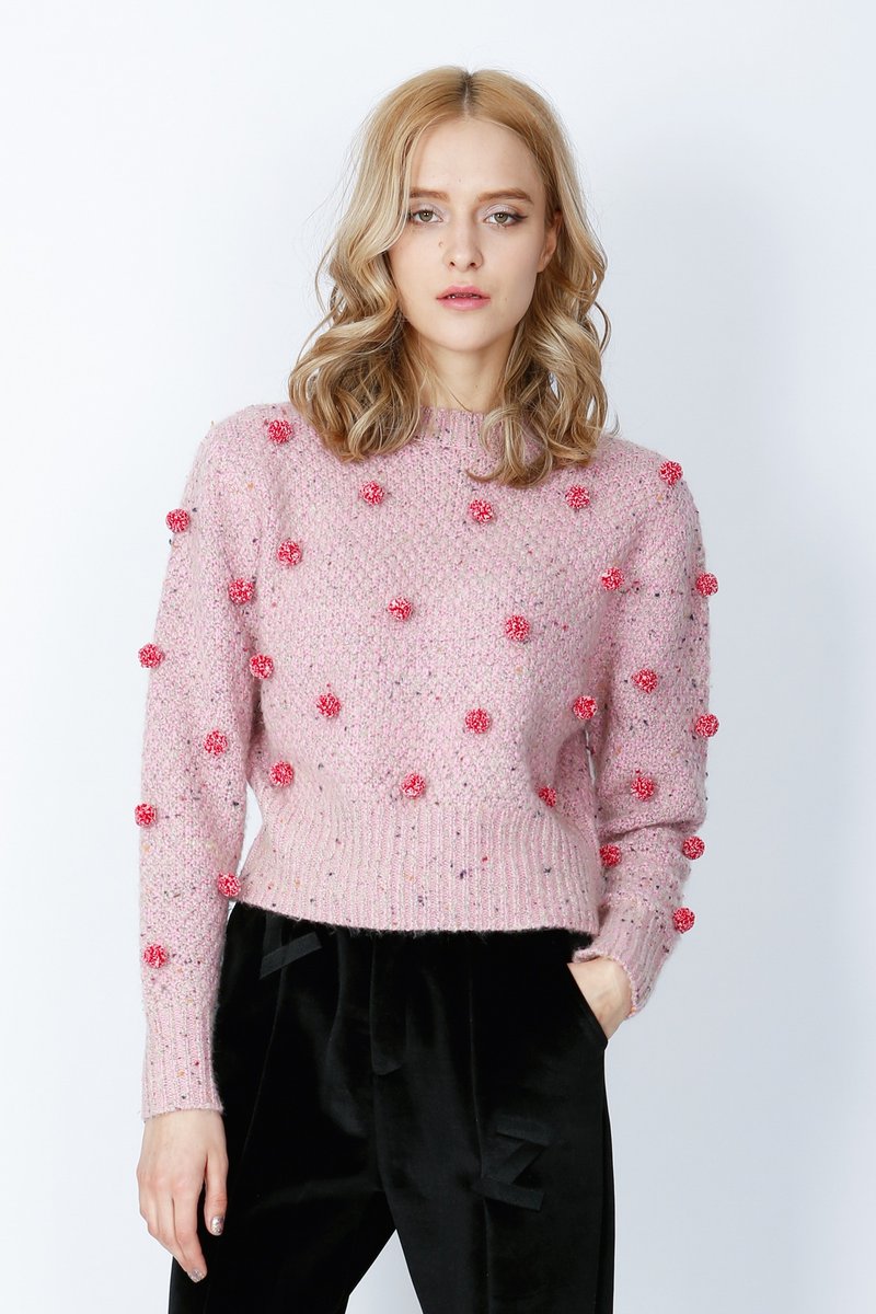 ZIZTAR 立体球毛毛卫衣 KW15-014 - 女装针织衫/毛衣 - 其他材质 粉红色