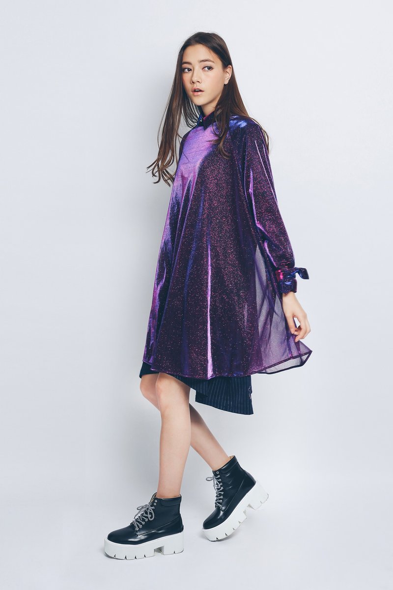ZIZTAR 闪烁领子透视裙 KW15-102 - 裙子 - 其他材质 紫色