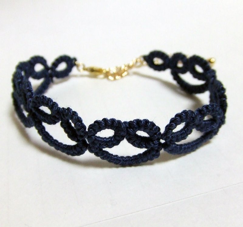 Bracelet Tatting Lace Navy - 手链/手环 - 棉．麻 蓝色