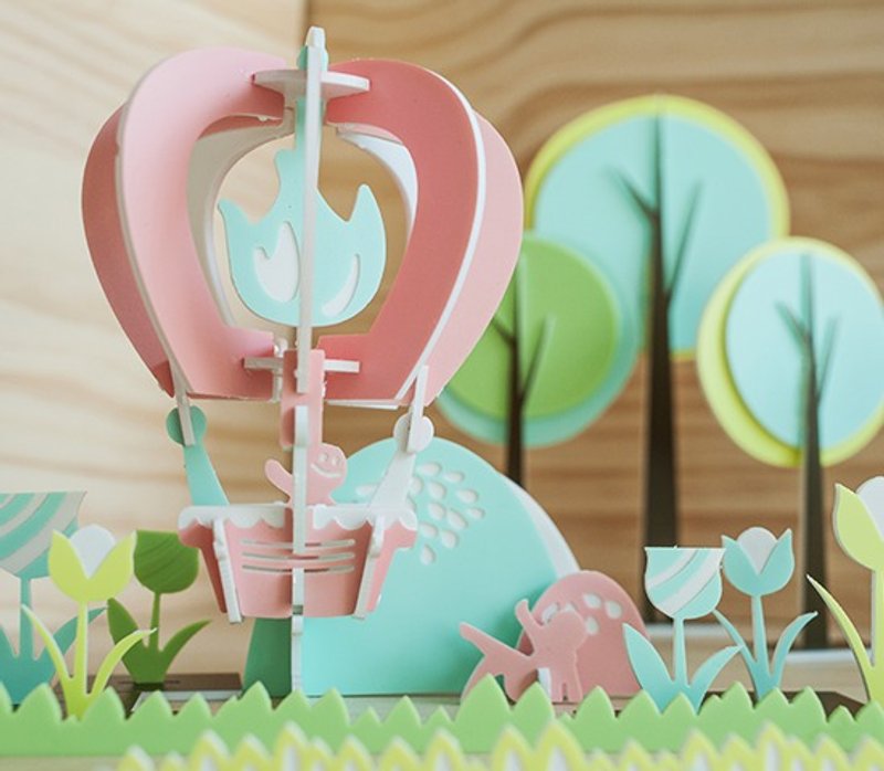 【益智立体拼图】交通工具系列 // 热气球 - 拼图 - 压克力 粉红色