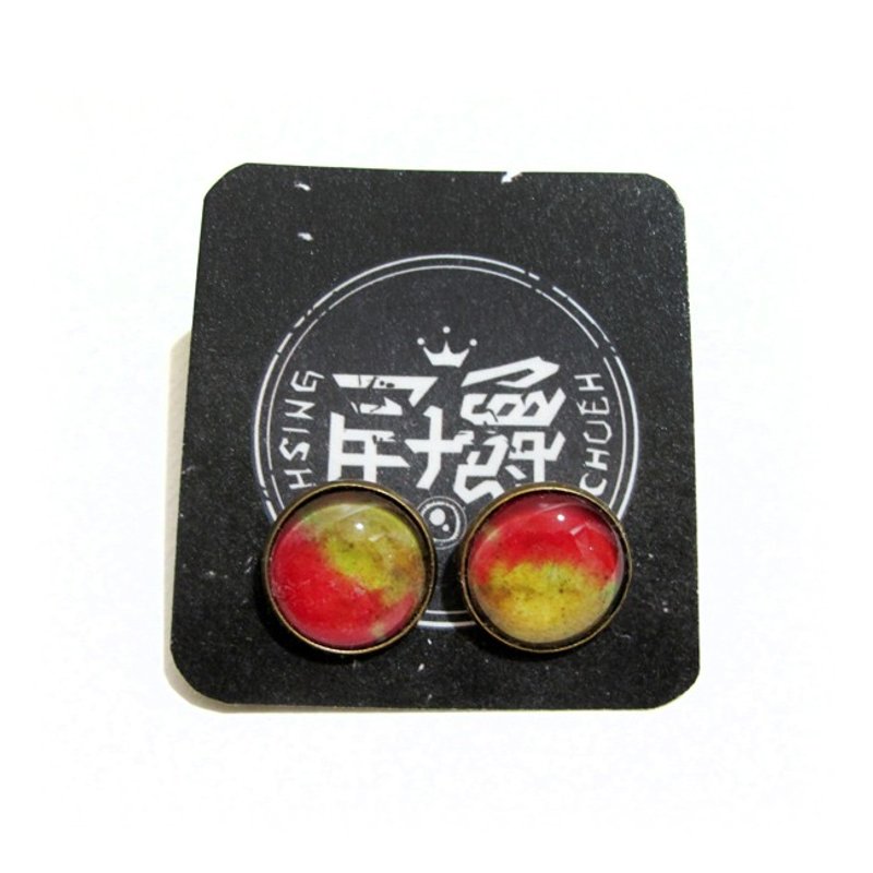 手作耳环-迷幻药 手绘 | 水彩 | 独家 | 礼物 - 耳环/耳夹 - 纸 红色