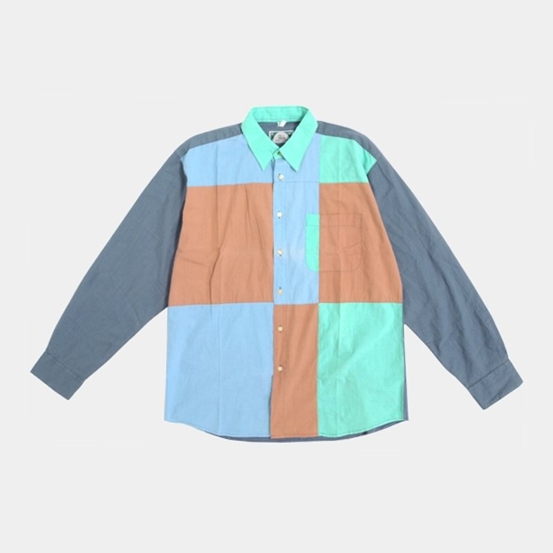 │moderato│明亮色系拼接个性棉质古着衬衫│礼物.森林复古.女朋友.独特.文艺 - 女装衬衫 - 其他材质 多色