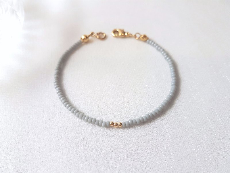 愿望种子 · 黄铜 灰色 串珠 细手环 - 手链/手环 - 铜/黄铜 灰色