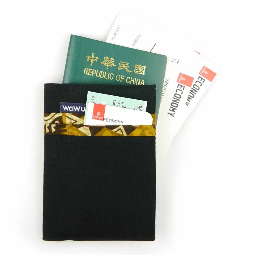 WaWu 护照套 (黑) - 护照夹/护照套 - 棉 黑色