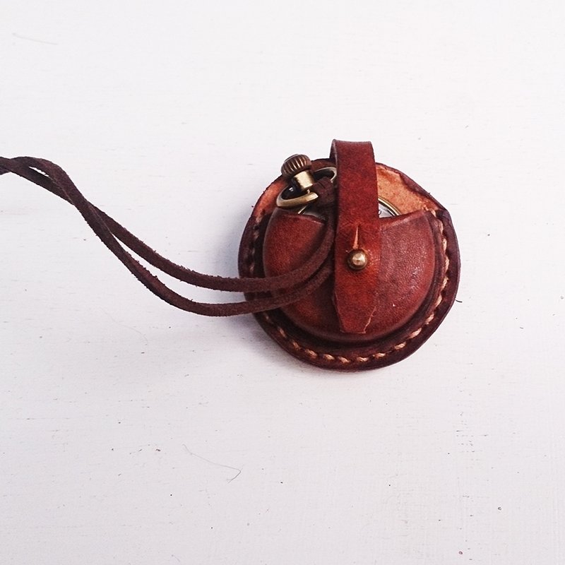 ShiKa//石英怀表 x 手制皮革套 豆茶 - 女表 - 其他金属 咖啡色