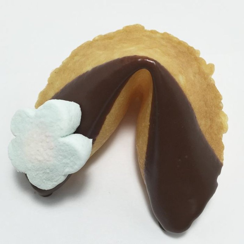 情人节七夕礼物 生日礼物  定制化签文 幸运饼干 花朵棉花糖巧克力砖风味 18入 附赠提袋 FORTUNE COOKIE - 手工饼干 - 新鲜食材 粉红色