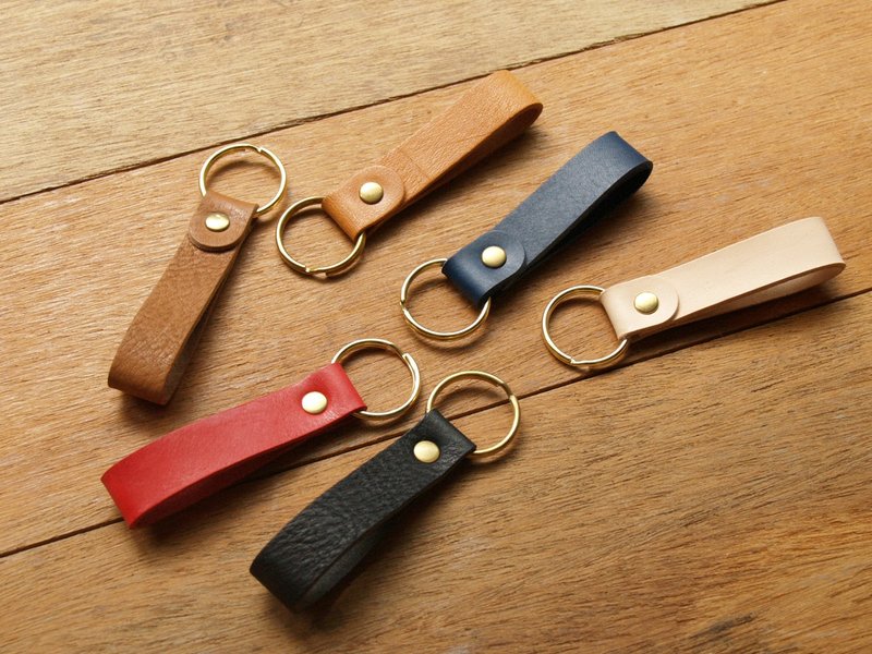 手工真皮钥匙圈 (英文刻印/礼物包装) - 钥匙链/钥匙包 - 真皮 多色