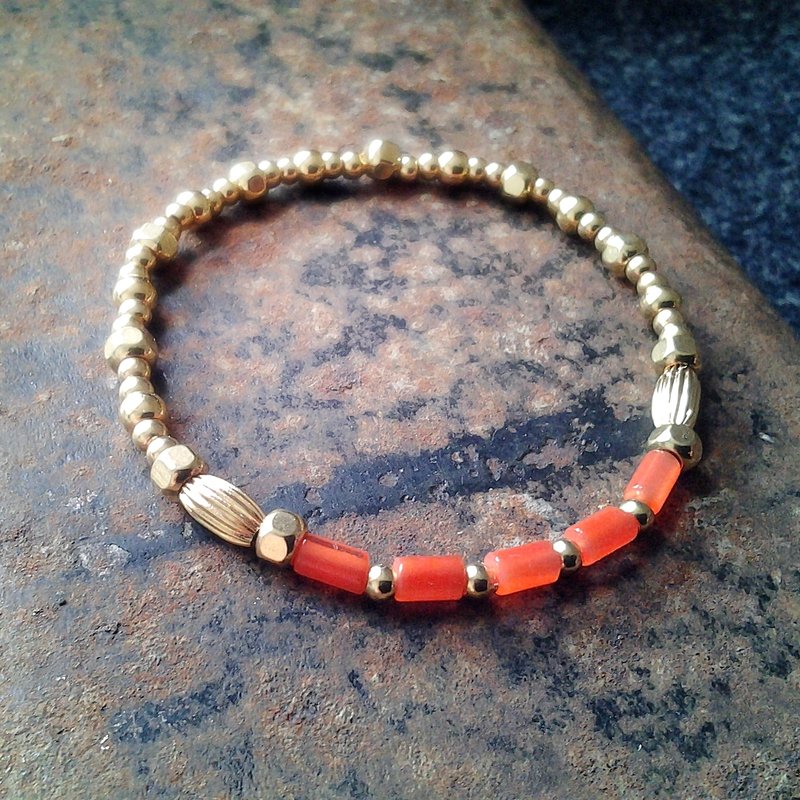 EF黄铜手链流金岁月NO.28橘色猫眼石 (剩二条) - 手链/手环 - 其他材质 橘色