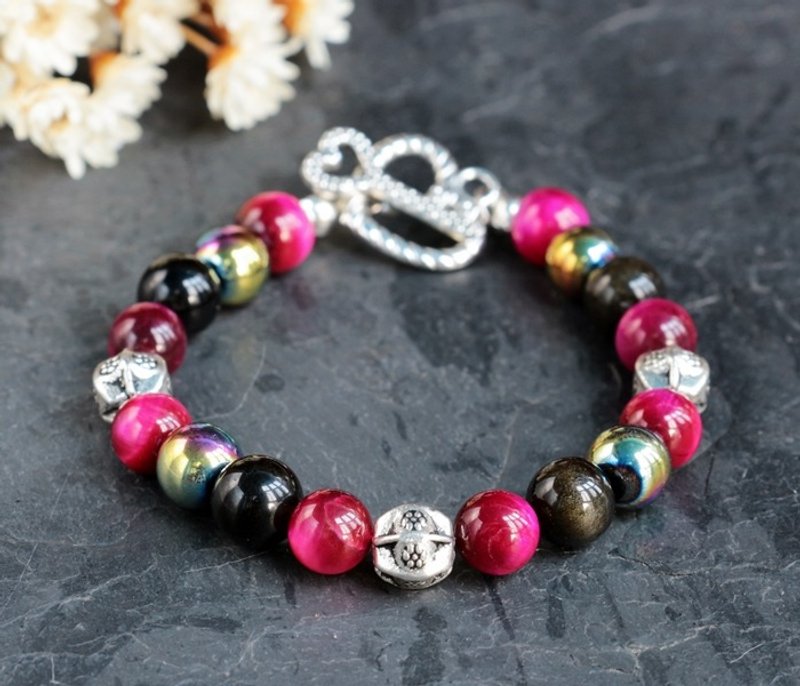 希望之眼 守护者手链 虎眼x金曜石x黑胆石 FitterHandmade 天然石手创 极简几何 个性化 圣诞节 情人节 生日礼物 纪念日 交换礼物 - 手链/手环 - 宝石 