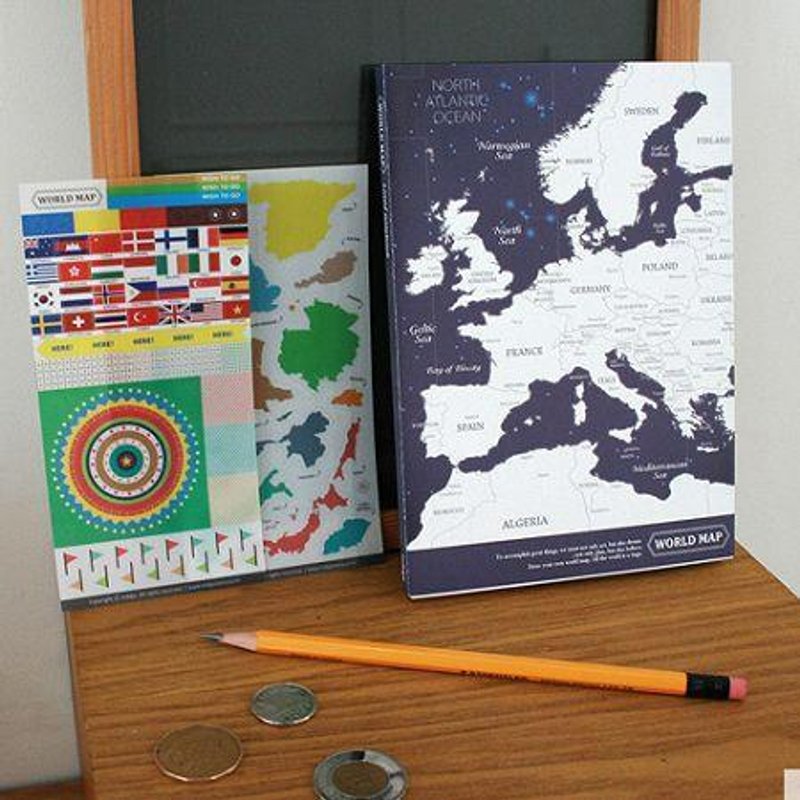 Dessin x Indigo-世界地图线条笔记本-深蓝,IDG02992 - 笔记本/手帐 - 纸 蓝色