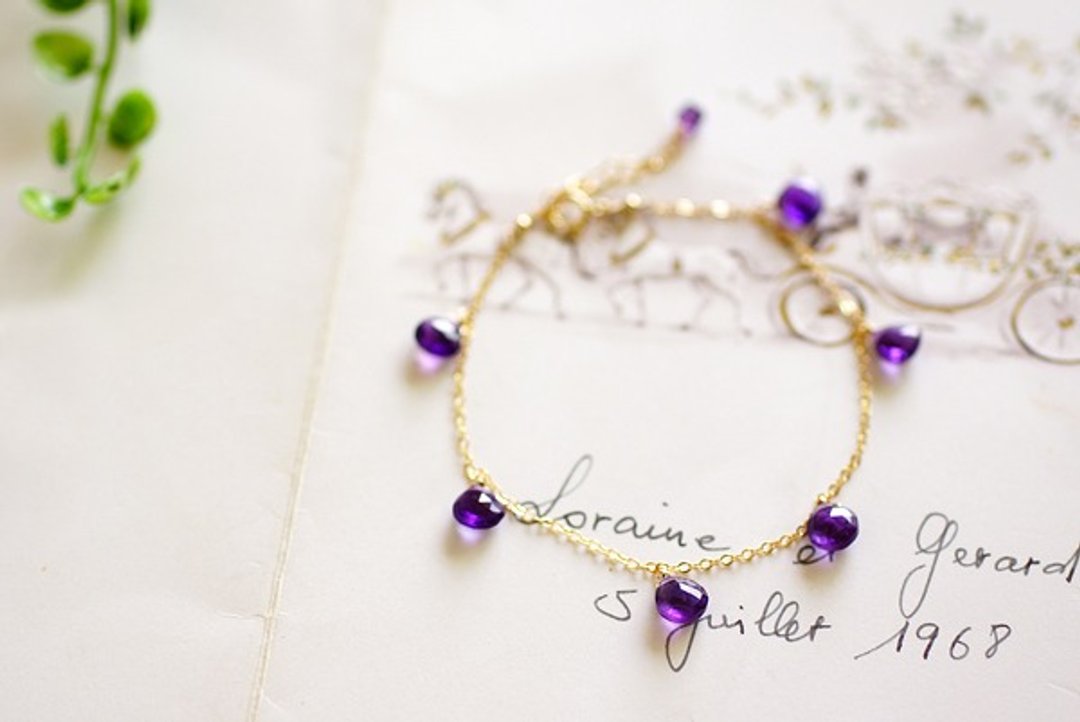 14kgf Amethyst fringe bracelet - 手链/手环 - 宝石 紫色