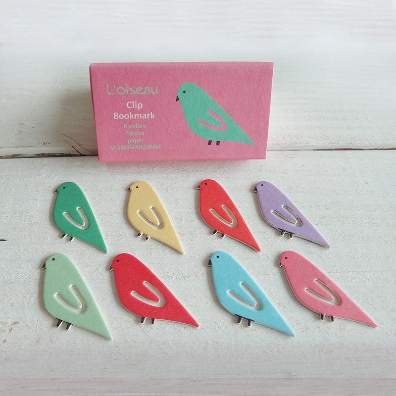 回纹针-小鸟 - 书签 - 纸 多色