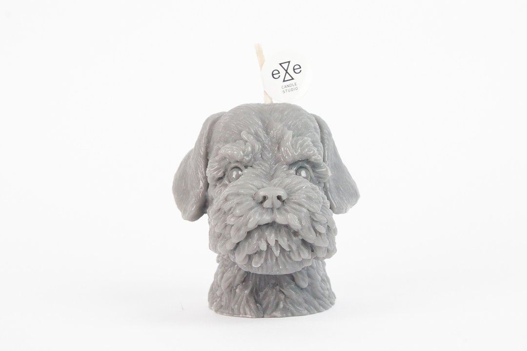 雪纳瑞造型香氛蜡烛 Schnauzer candle - 蜡烛/烛台 - 蜡 灰色