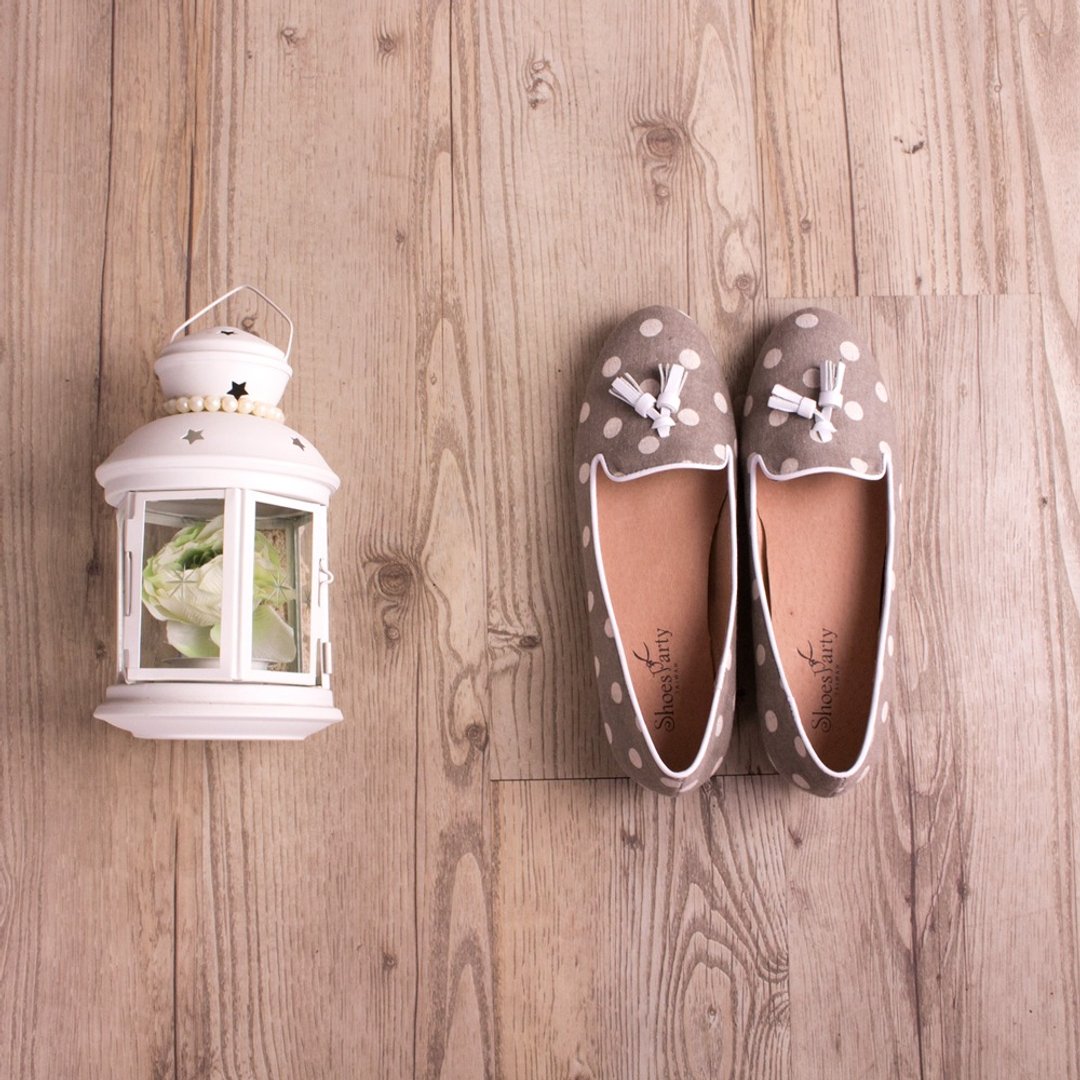 ----------Shoes Party----------日式和菓子灰芝麻圆点鞋 /女鞋/手工订制/日本布料 - 芭蕾鞋/娃娃鞋 - 其他材质 多色