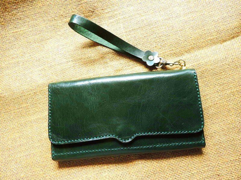 [小绿绿]纯手缝牛皮手机袋/手拿包/护照包 - 其他 - 真皮 绿色