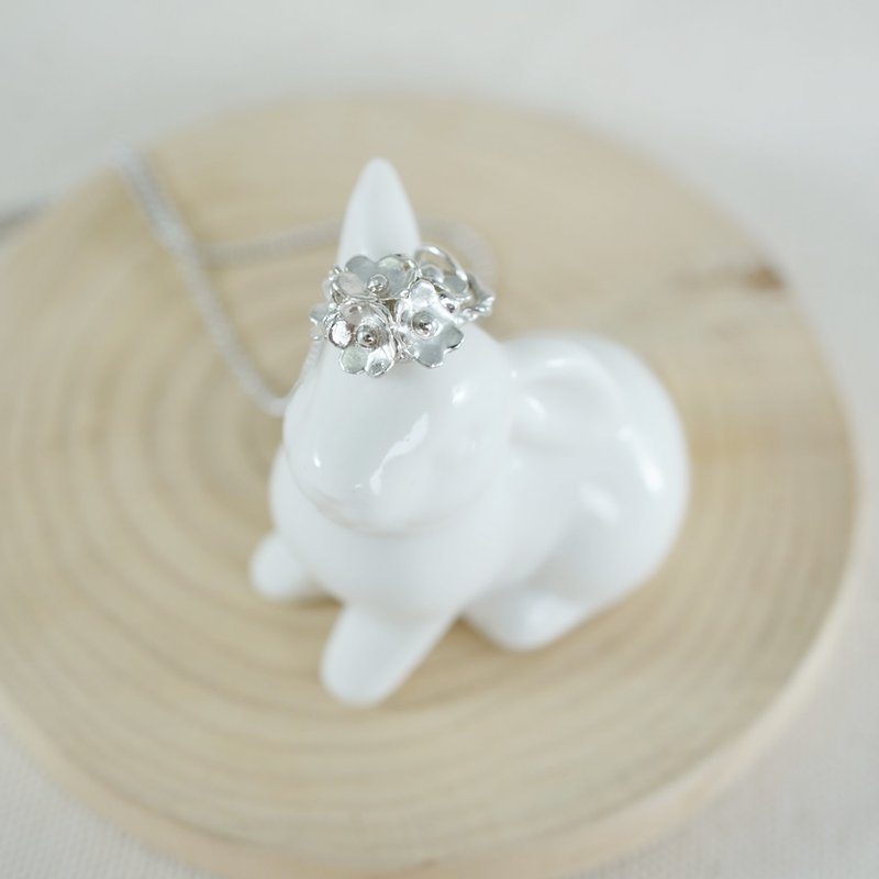 绣球花短链 - 925纯银款 - 项链 - 纯银 银色