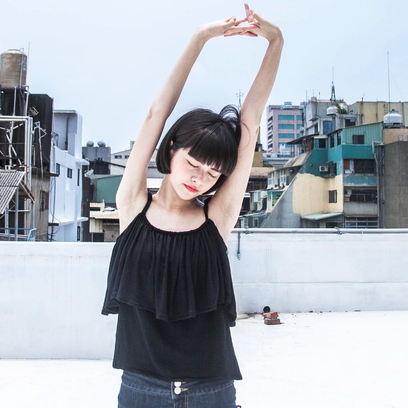 SU:MI said Layered 细肩带蛋糕背心_5SF103_黑 - 女装上衣 - 棉．麻 黑色