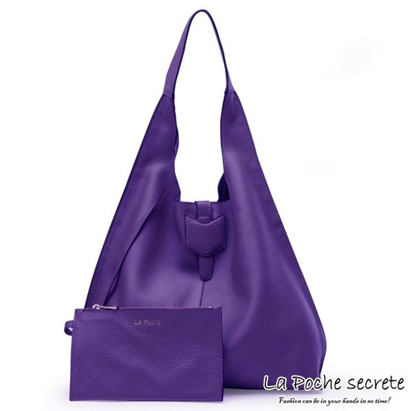 【pinkoi会员价】LaPoche Secrete : 不做作女孩的经典牛皮单肩包( 附赠牛皮零钱化妆包)-薰衣草 - 侧背包/斜挎包 - 真皮 紫色