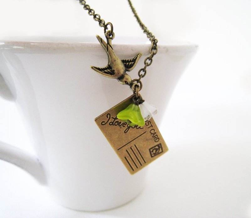 燕子捎来写着我爱你的明信片项炼 - 项链 - 其他材质 