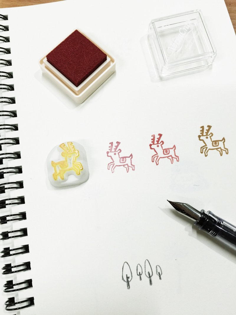 Deerday手刻章 麋鹿 - 印章/印台 - 橡胶 咖啡色