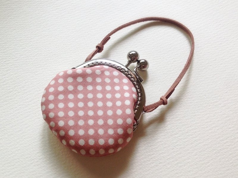 hm2。点点控。轻怀旧小包 粉嫩藕 - 零钱包 - 棉．麻 粉红色