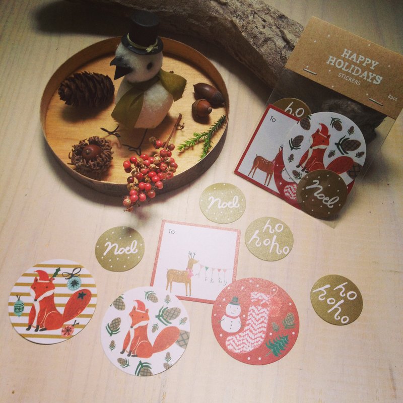 圣诞节//狐狸 麋鹿 雪人//贴纸 - 贴纸 - 其他材质 红色