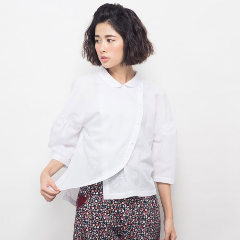 飞行之歌 不对称衬衫-曙光 - 女装衬衫 - 其他材质 白色