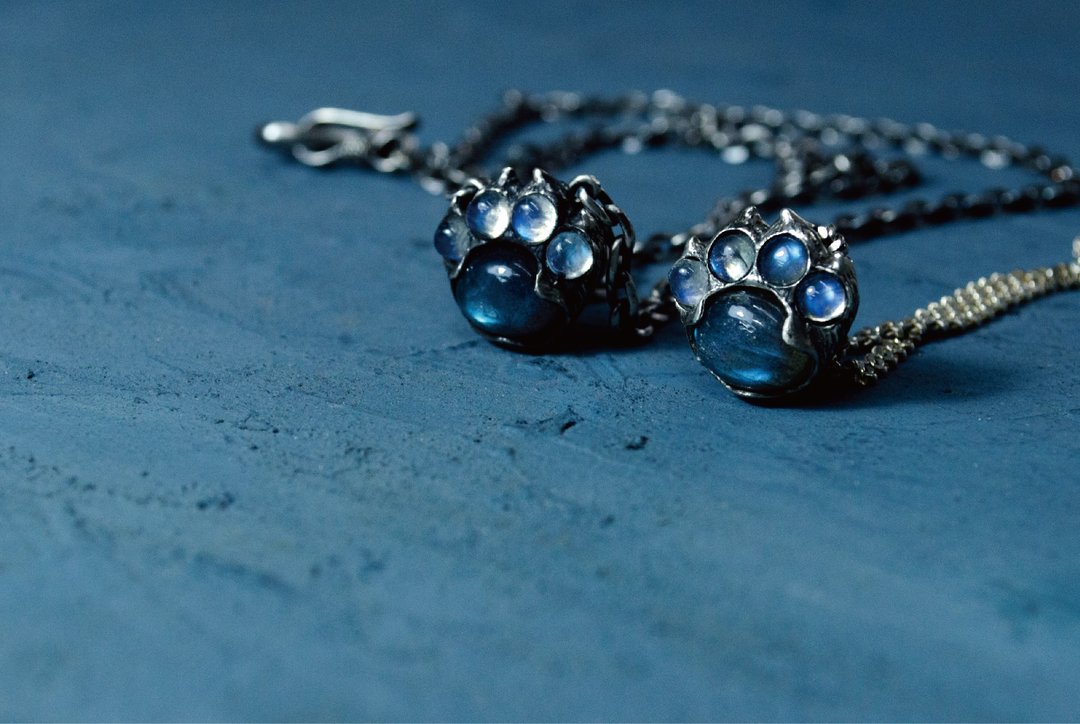 ▽ -Cats Palm Necklace-▽化骨猫掌肉球//情人节对链 - 项链 - 其他金属 蓝色