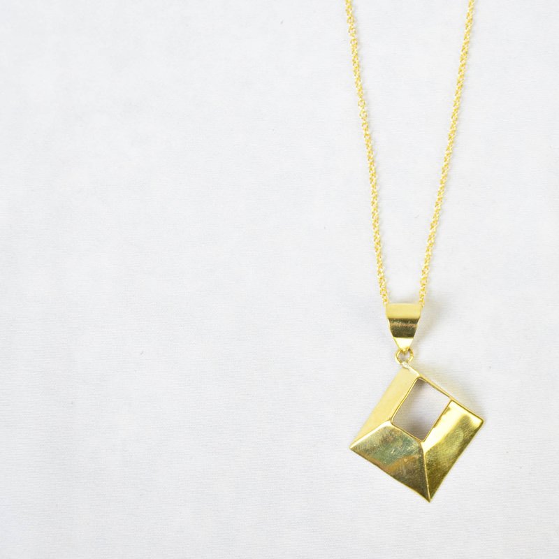 黄铜项链＿廊香方＿大＿公平贸易 - 项链 - 其他金属 金色