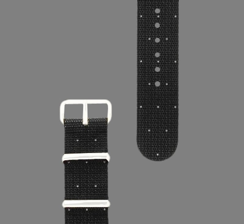 HYPERGRAND军用表带 - 20mm -  BIGSBY 毕斯比 (银扣) - 男表/中性表 - 其他材质 黑色