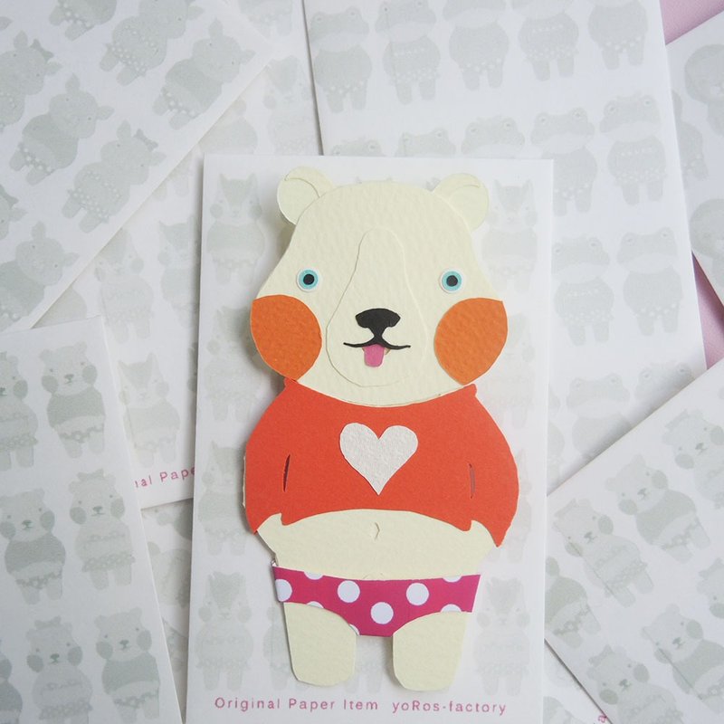 【PORORI CARD】SHIRO KUMA (爱心/红) - 卡片/明信片 - 纸 多色