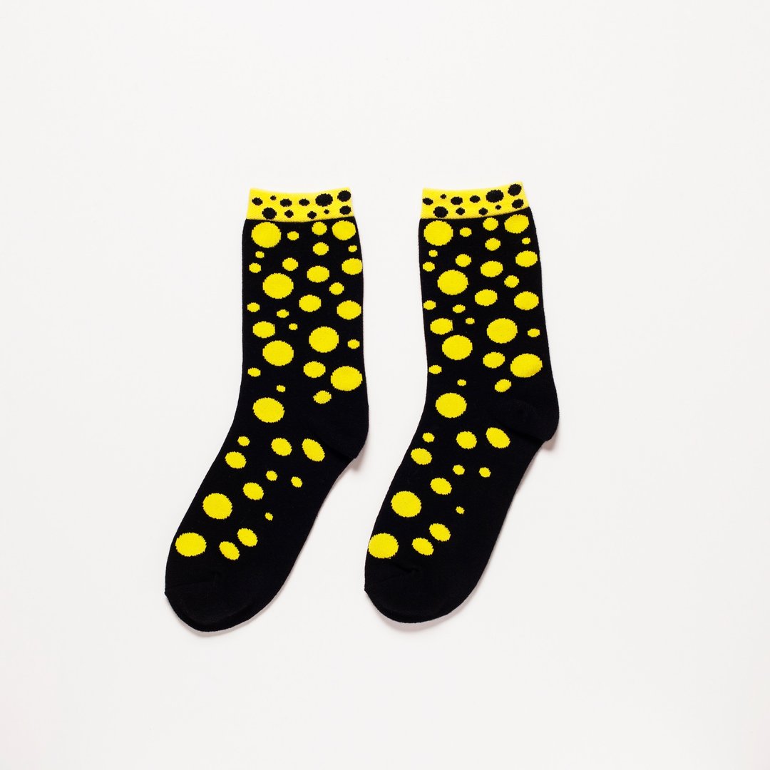 VTGO   yayoi kusama致敬系列  好好当个人中筒棉袜 - 袜子 - 其他材质 黄色