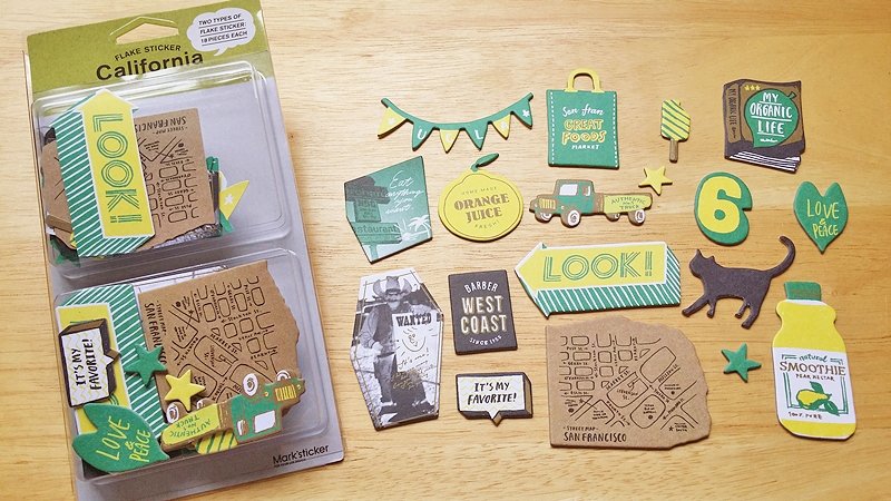 Marks Flake Sticker 城市旅行 装饰贴纸【加州 (STK-FL3-D)】36入 - 贴纸 - 纸 多色