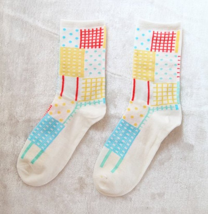 彩色圆点格子袜子 - 袜子 - 其他材质 多色