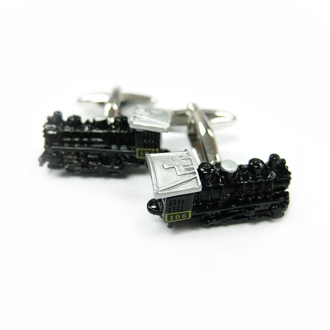 火车袖扣 - 黑色 Train Cufflink - 袖扣 - 其他金属 