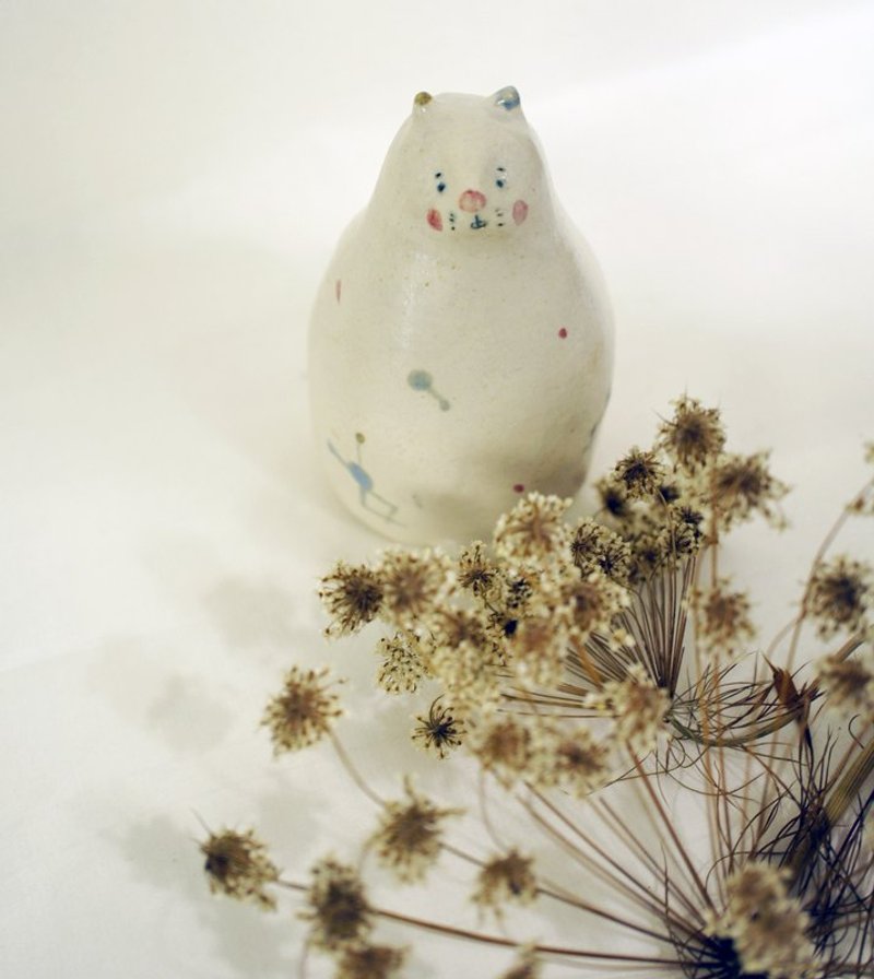 ［手感陶作］白猫莫莫 - 花瓶/陶器 - 其他材质 白色
