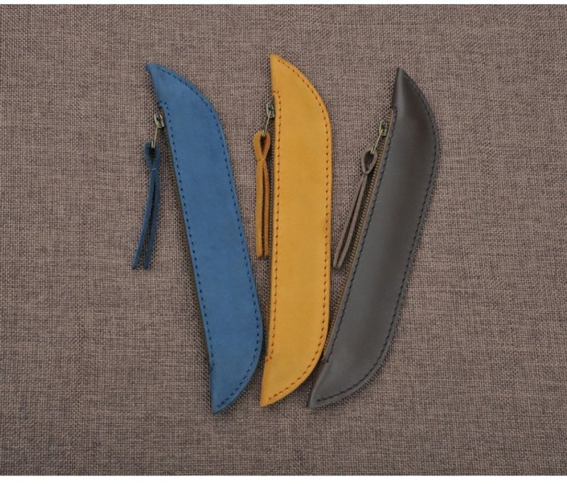 豌豆荚牛皮笔袋 铅笔袋 钢笔套 圆珠笔套 独家手工制作  四色选择 - 皮件 - 真皮 